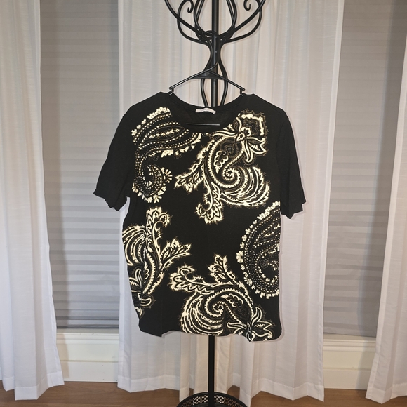 Zara Black and Cream Paisley Blouse - Picture 2 of 7